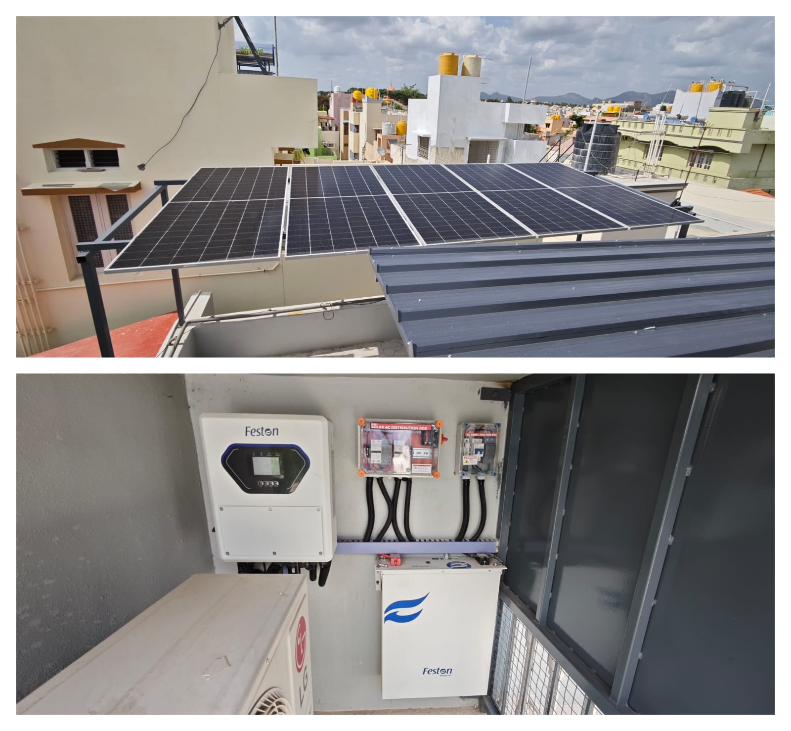 3 kW Feston Hybrid Rooftop solar system at Tumakur